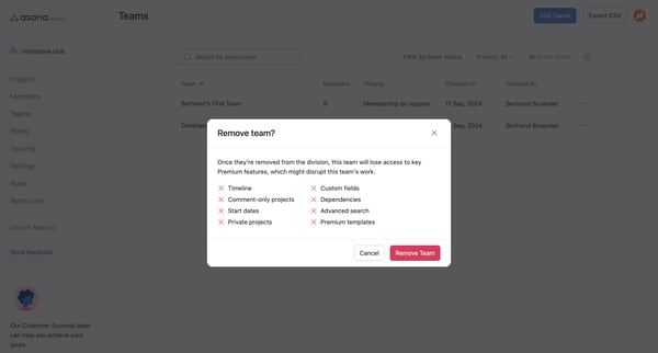 Admin console screen