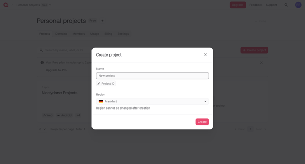 Organizations - Appwrite screen