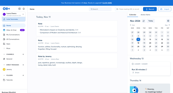 Otter Voice Meeting Notes - Otter.ai screen
