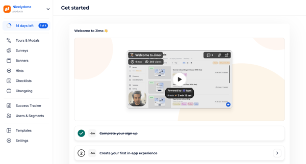 Get started · Jimo screen