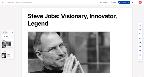 Steve Jobs Visionary, Innovator, Legend | Gamma screen