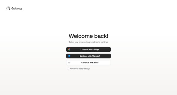 Qatalog Your work hub screen