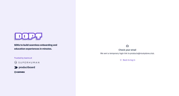 Log in screen