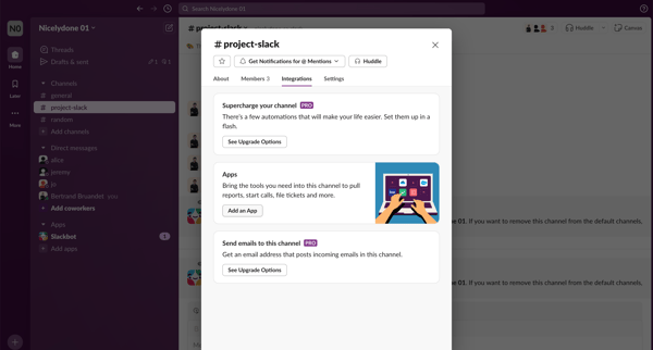 project-slack Channel - Nicelydone 01 - Slack screen