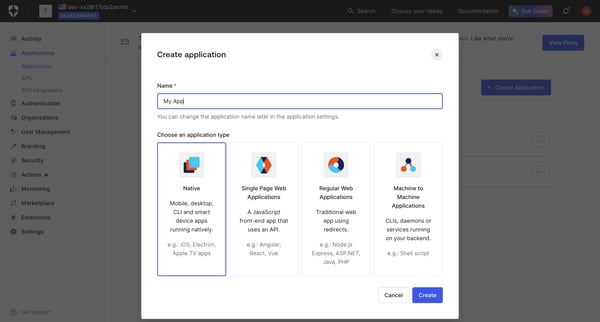 Applications screen