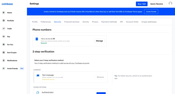 Coinbase screen