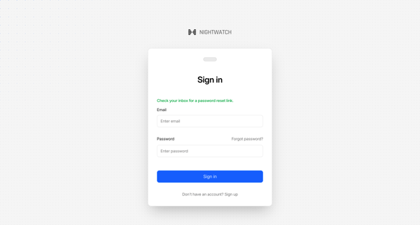 Sign in screen