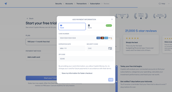 Copilot Money | Onboarding screen
