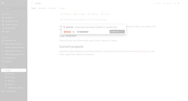 New list - Height screen