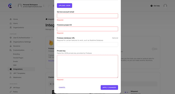 Dashboard | Clerk.com screen