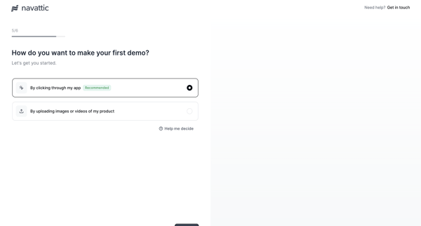 Onboarding screen