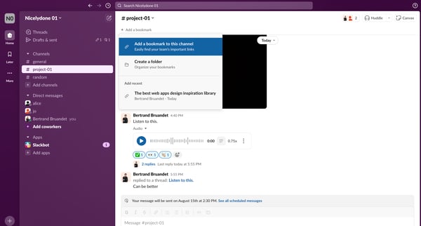 project-01 Channel - Nicelydone 01 - Slack screen