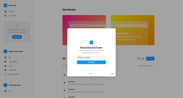 Framer screen