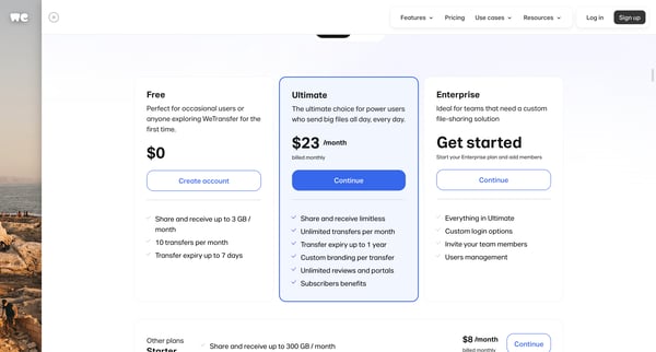 WeTransfer | Send Large Files Fast screen
