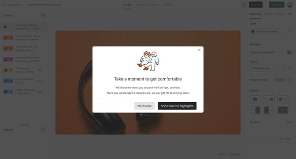 Typeform - Create screen