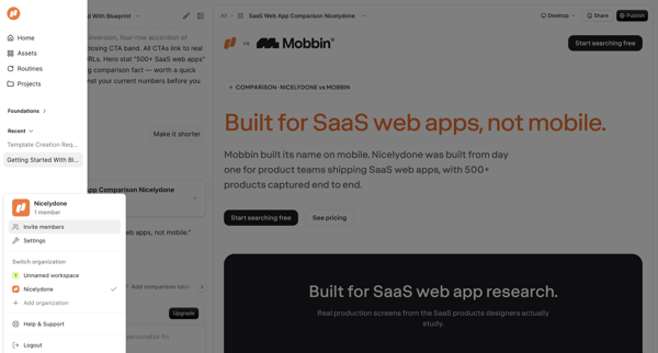 SaaS Web App Comparison Nicelydone | Mutiny from Mutinyhq