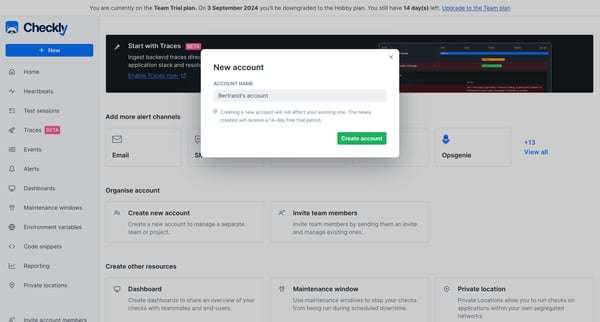 Create from scratch from Checkly