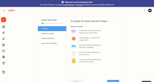 Zapier | The easiest way to automate your work  Zapier screen