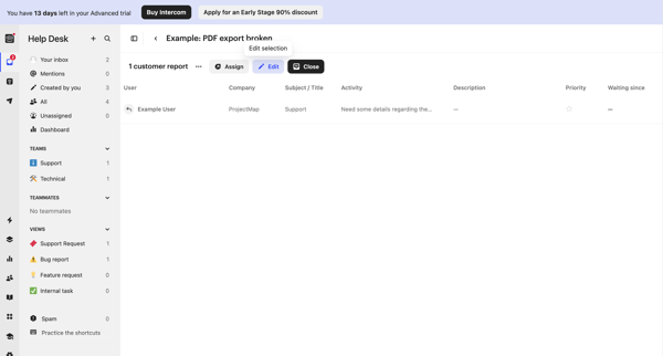 Help Desk | Nicelydone  Intercom screen