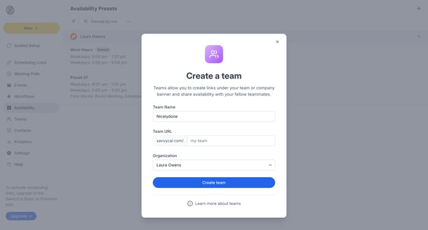 Availability screen