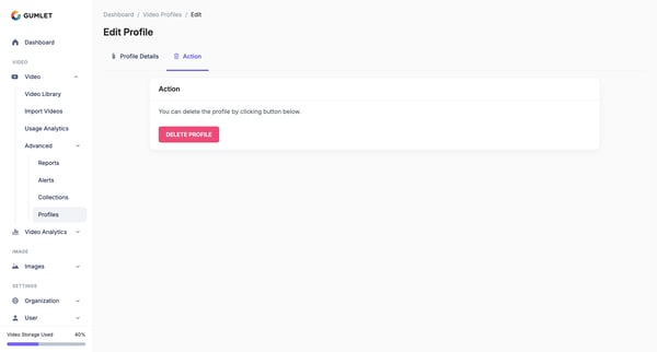 Edit Video Profile - Gumlet screen