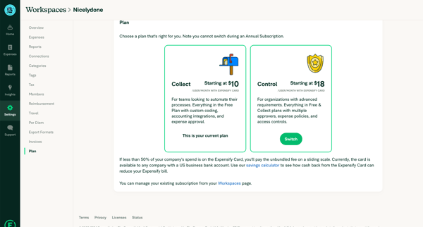 Expensify - Workspace Editor screen