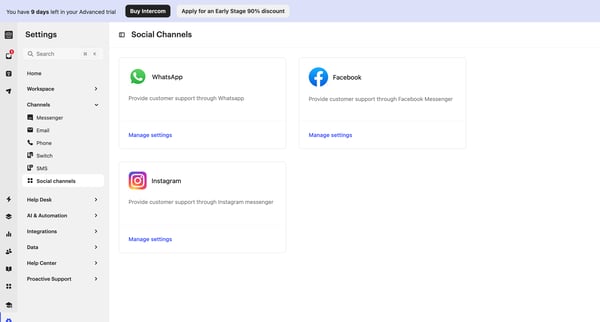 Social Channels | Nicelydone Intercom from Intercom