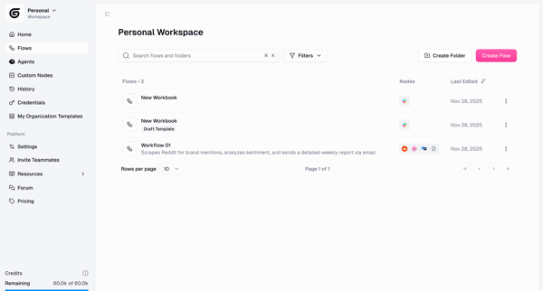 Gumloop | Flows screen