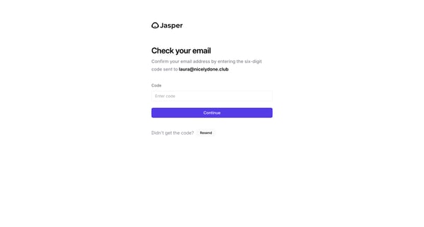 Verify Email - Jasper screen