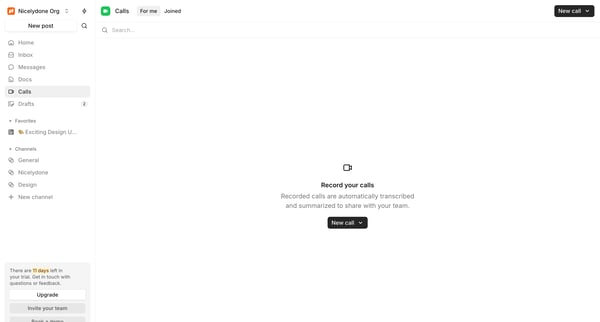 Calls screen