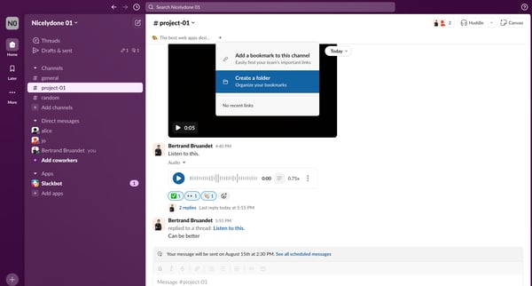 project-01 Channel - Nicelydone 01 - Slack screen