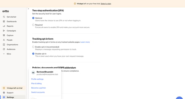Setup – Privacy, Security | GDPR – Ortto from Ortto