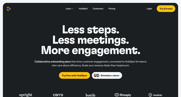 Customer Onboarding Software for HubSpot – Arrows screen