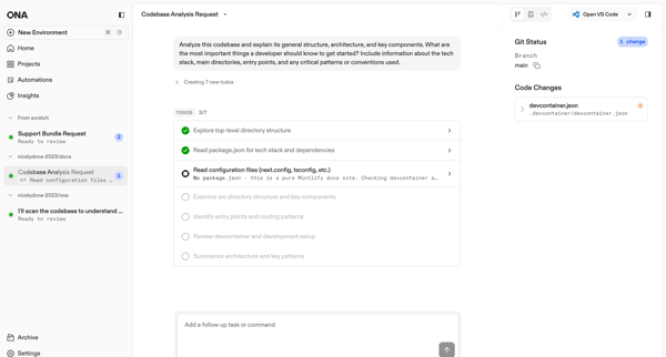 Codebase Analysis Request | Ona screen