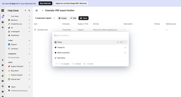 Help Desk | Nicelydone  Intercom screen