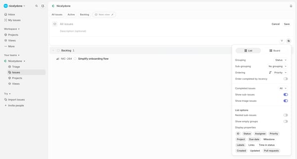Nicelydone › New view screen