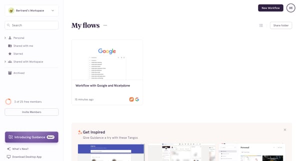 My flows screen
