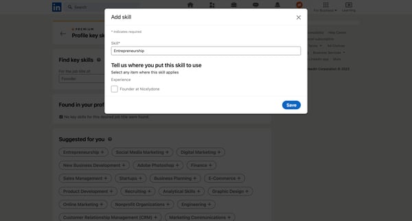 LinkedIn screen