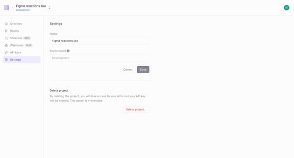 Figma reactions like Development | Settings screen