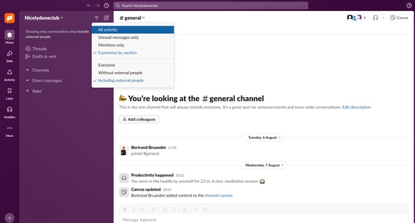 general Channel - Nicelydoneclub - Slack from Slack