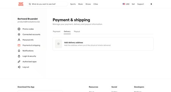 Payment | Shipping SeatGeek from SeatGeek
