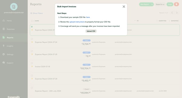 Expensify - Reports screen