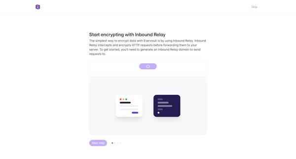 Evervault | Onboarding screen