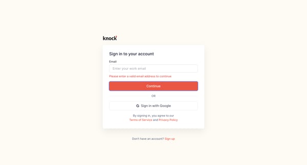 Log in | Knock screen