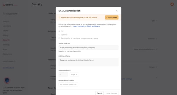 Admin console screen