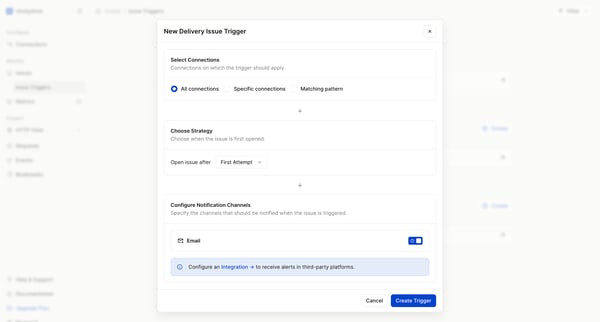 Issue Triggers - create - Hookdeck screen