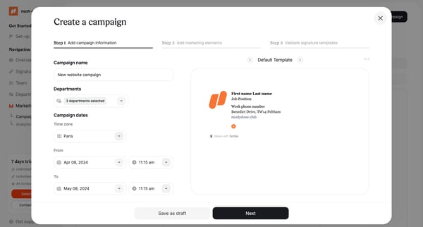 Campaigns | Marketing  Scribe screen