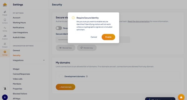ServiceBell - Settings screen