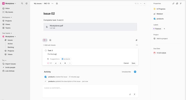 NIC-13 Issue 02 screen