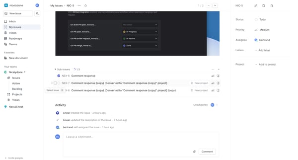 NIC-5 Customize settings screen